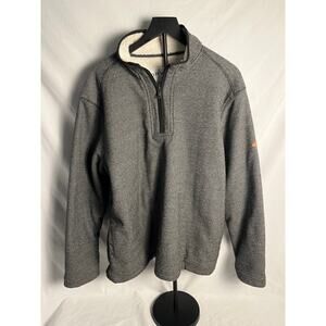 Orvis Sherpa Lined Quarter Zip Pullover Sweater XL Gray Outdoor Casual